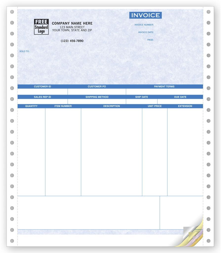 13340G - Peachtree Product Invoices with Parchment Color Background, Pin Fed Format