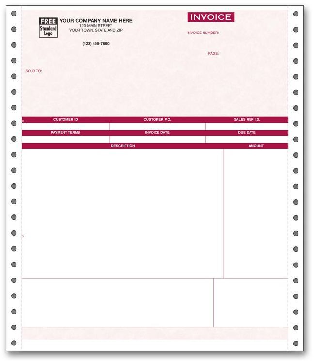 Service Invoice for Peachtree, Parchment Background, for Dot Matrix Printer