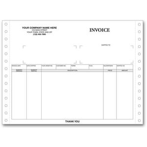 Continuous Computer Invoice, Black and White Format