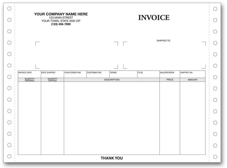 Continuous Computer Invoice, Black and White Format