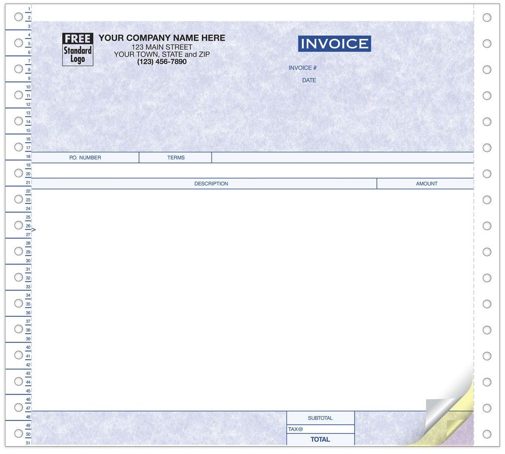 40095G - General Continuous Invoices - Short Format, Parchment Background Color 