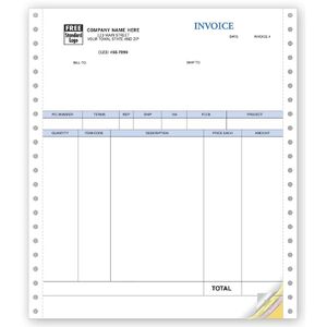 13051B - Computer Product Invoices with Packing List for Pin Feed Printers