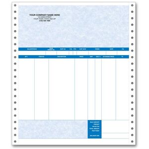 Continuous Invoice in Triplicate Format, for use with Continuous Printers