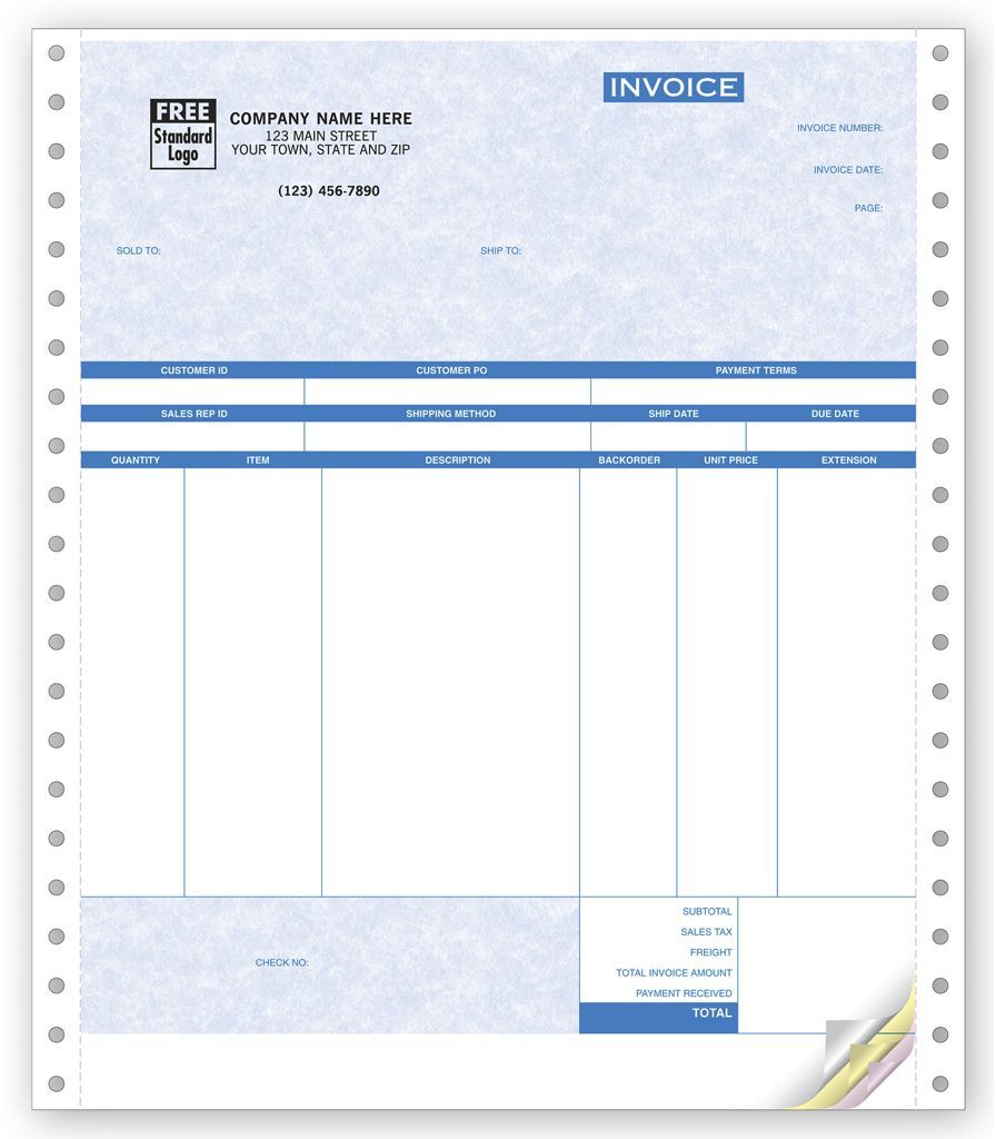 13477G - Product Invoices for Peachtree with 6 Columns and for Use with Continuous Feed Printer