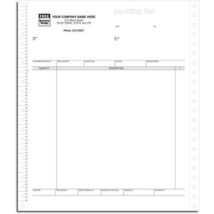 13638 - Custom Printed Continuous Packing Lists