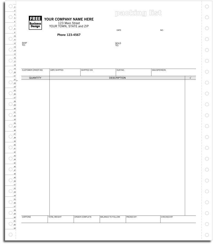 13638 - Custom Printed Continuous Packing Lists