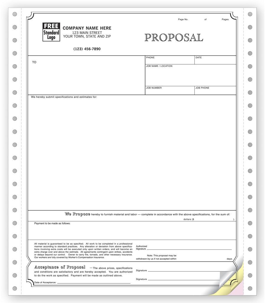 9250 - Custom Printed Continuous Proposals