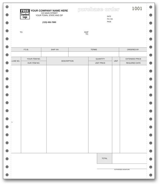 Custom Printed 11" Continuous Purchase Orders