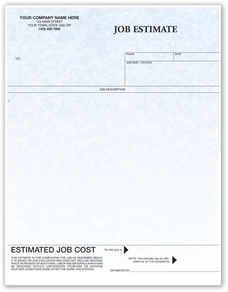 Custom Printed Laser Job Estimates