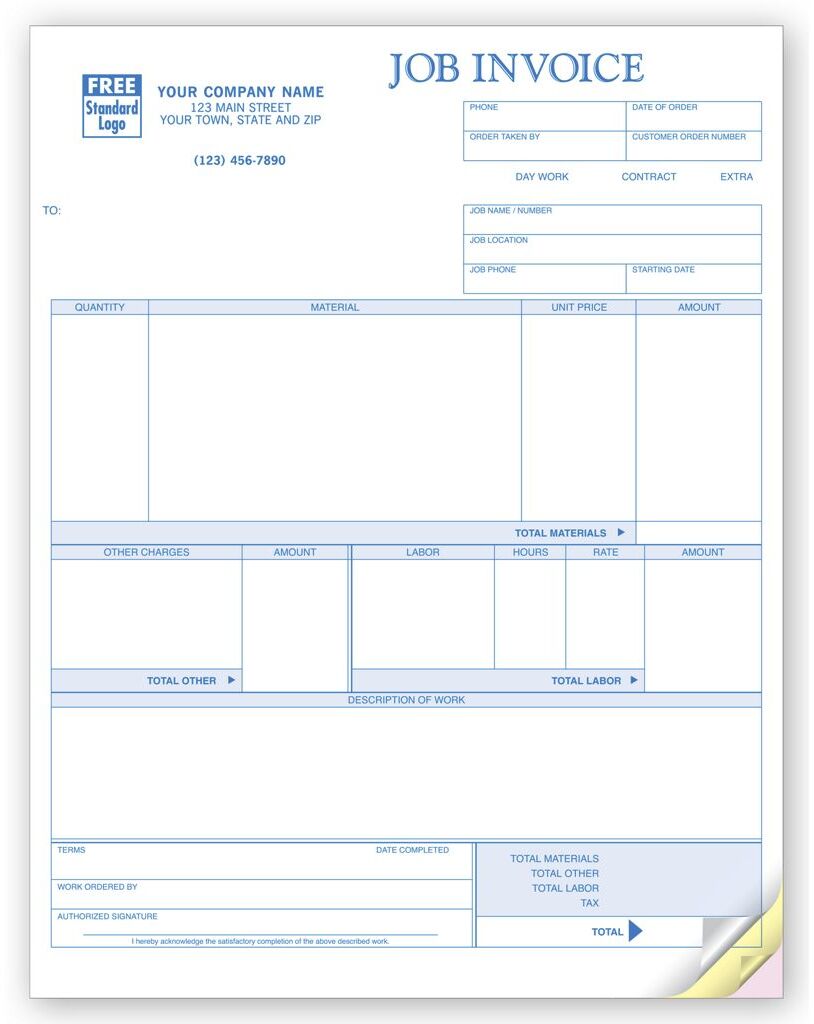 Laser Job Invoices