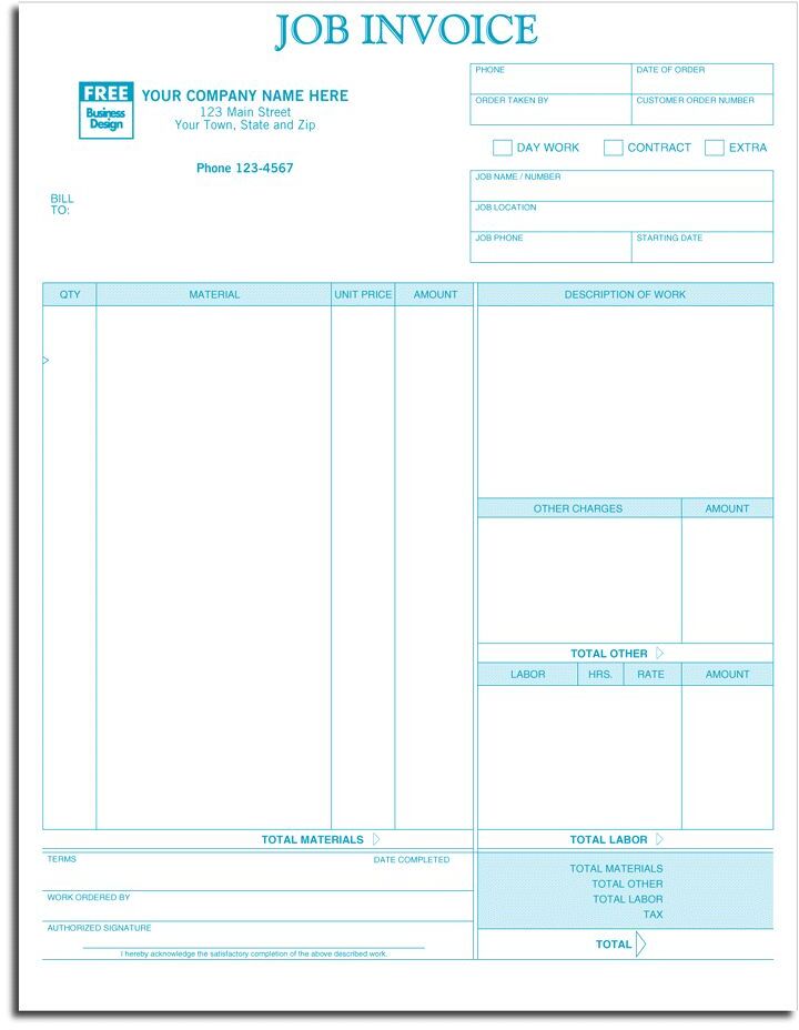 Laser Job Invoices - Professional and Detailed