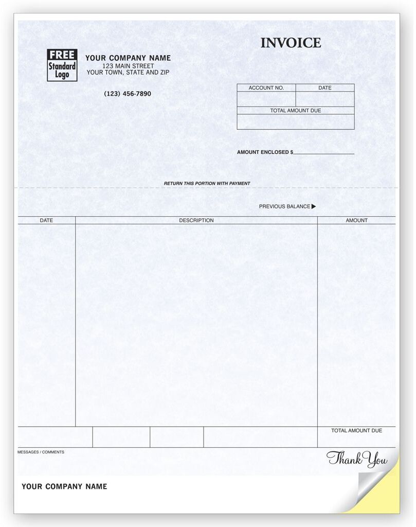 General Laser Invoices - Parchment Color Background