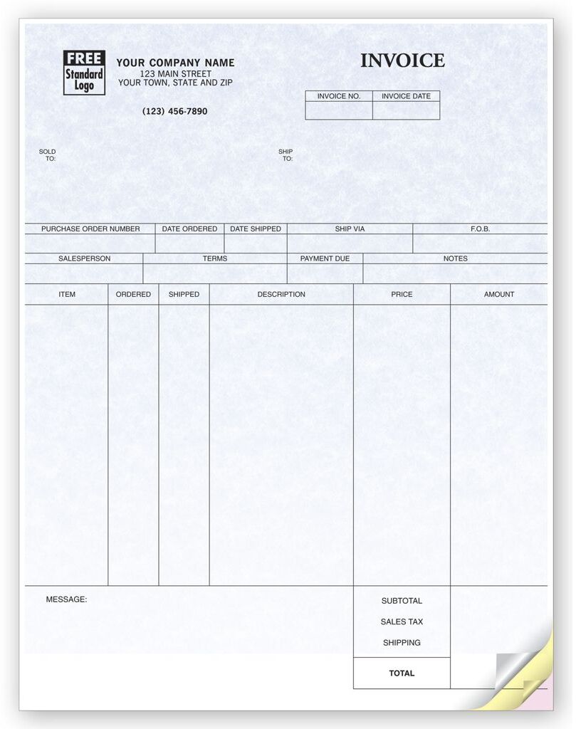 Laser Inventory Invoices - Parchment Color Background