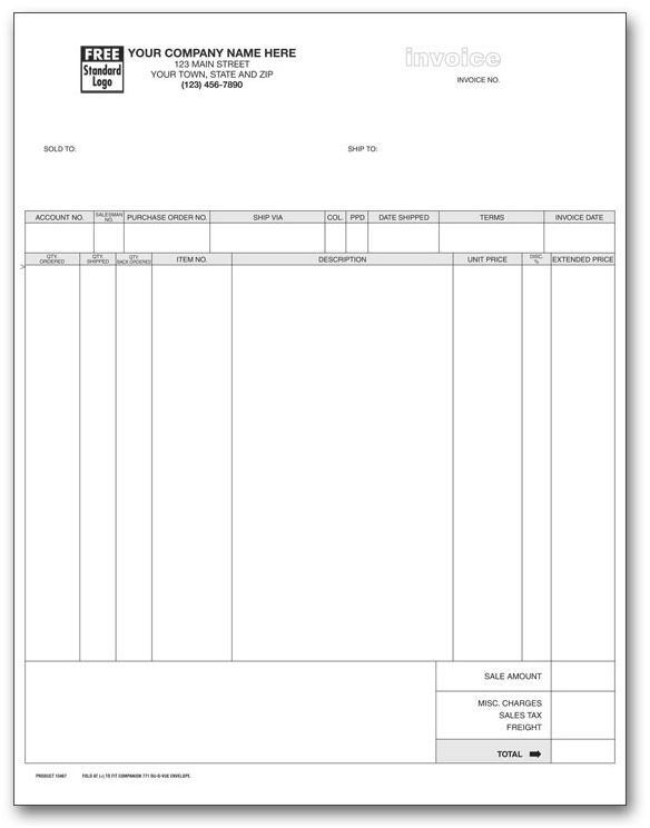 Computer Invoices, White Background, Compatible with Laser Printers