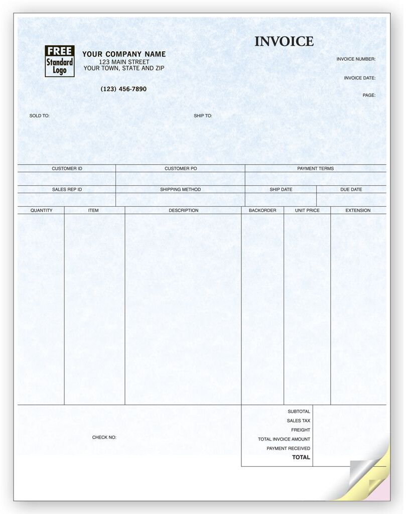 Peachtree Software Laser Product Invoices - Parchment Color Background