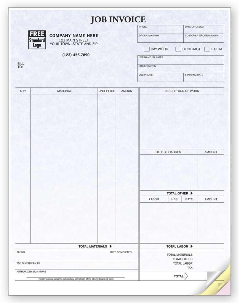 Professional Computer Job Invoice - Parchment Color Background