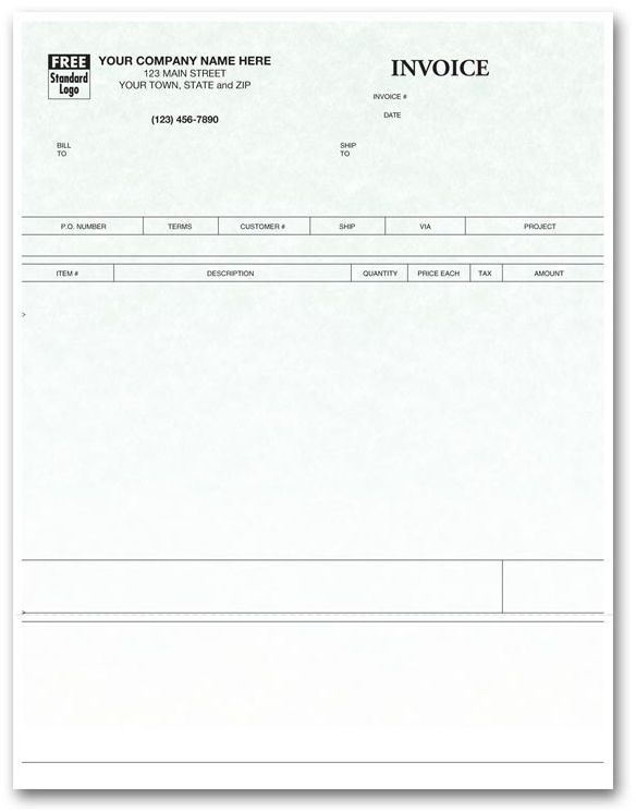 Laser Product Invoices with Parchment Color Background