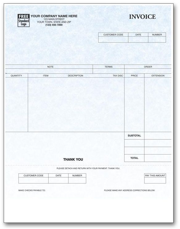 Customized Laser Invoices