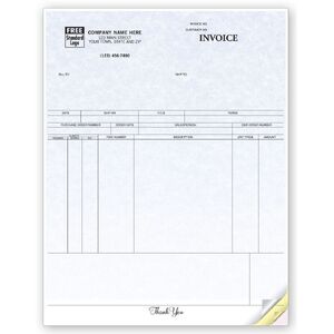 Custom printed NCR invoices - Laser format with parchment color background