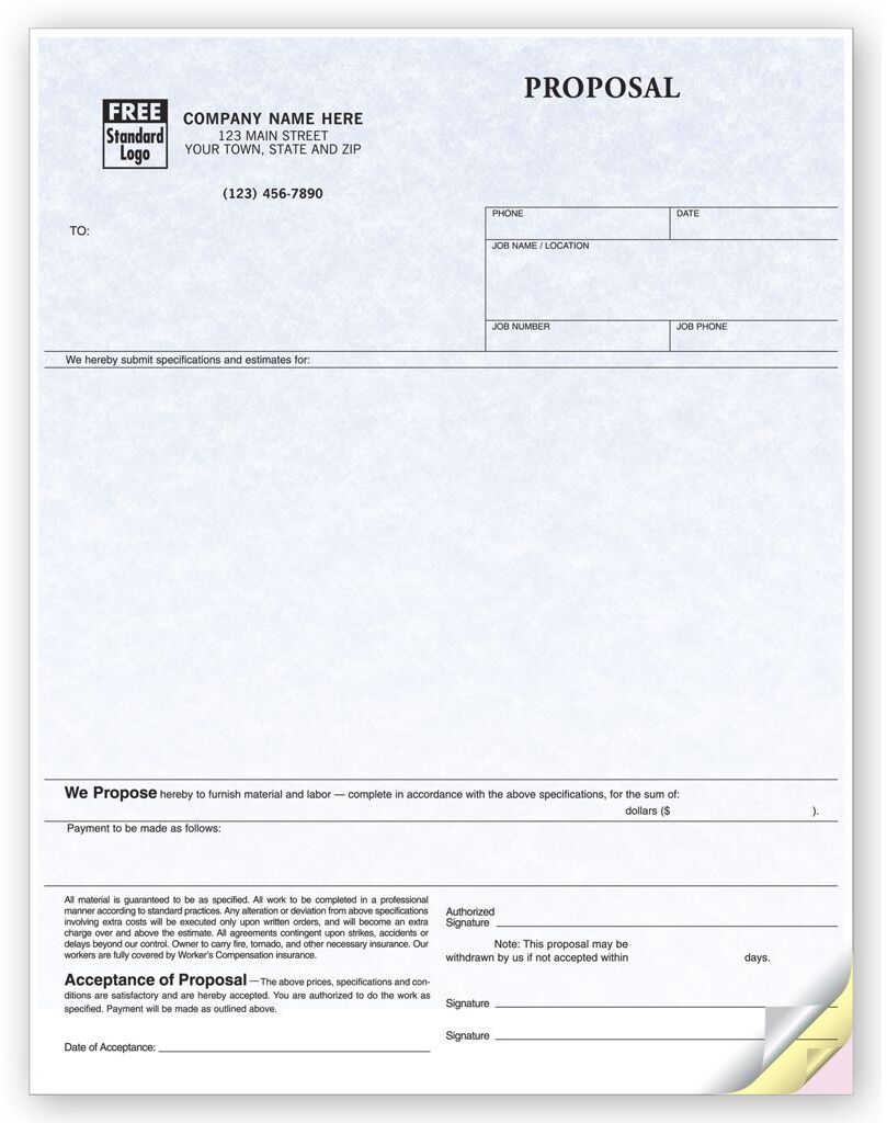 Custom Printed Laser Proposals - Parchment Color Background