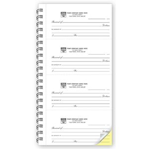 Spiral Bound 4 to-a-page Receipts Book