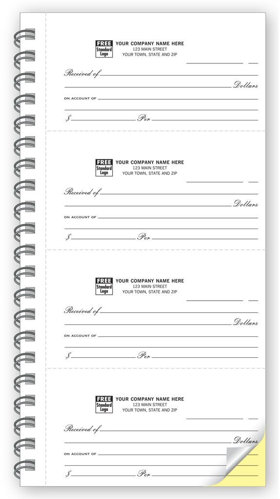 Spiral Bound 4 to-a-page Receipts Book