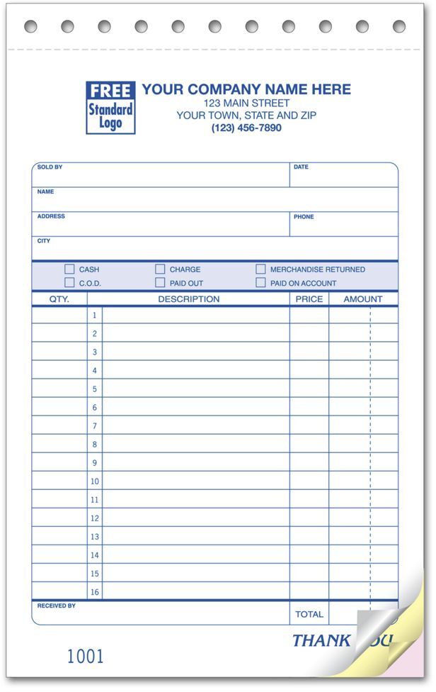 81 - Custom Printed Sales Slips with Payment Terms