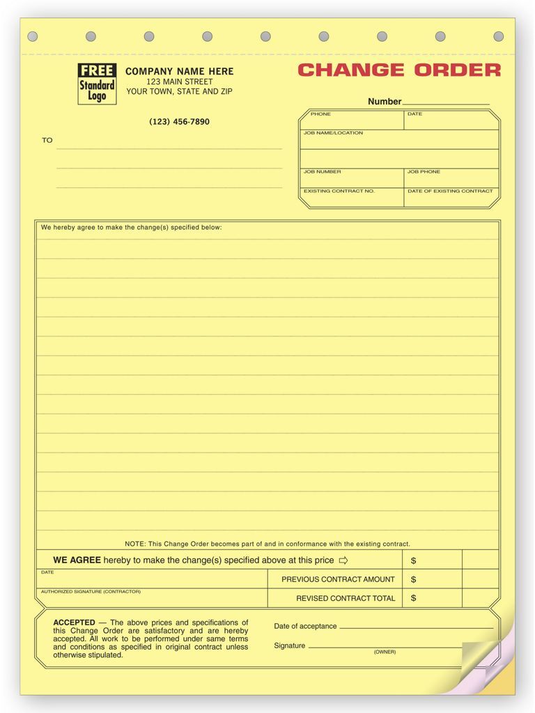 271 - Contractor Change Order Forms