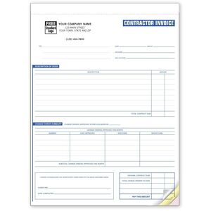 Custom Printed Contractor Invoice