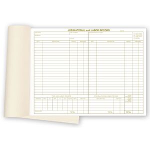 Padded Material & Labor Records Book