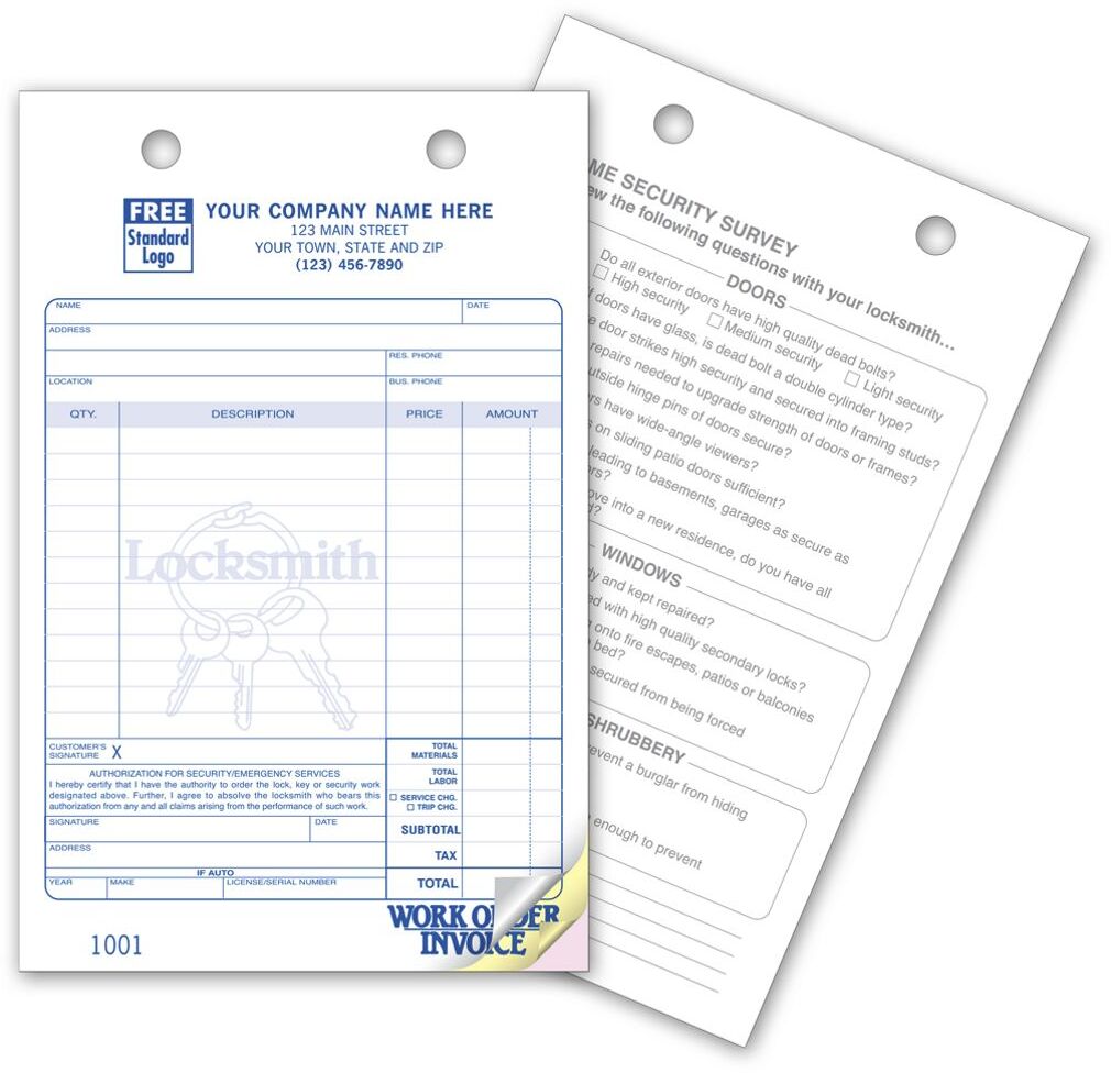 619 - Locksmith Order Forms