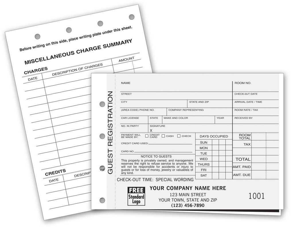 520 - Carbon Copy Hotel Guest Registration Forms