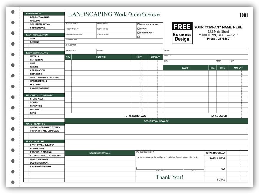 6537 - Landscaping Work Order Forms