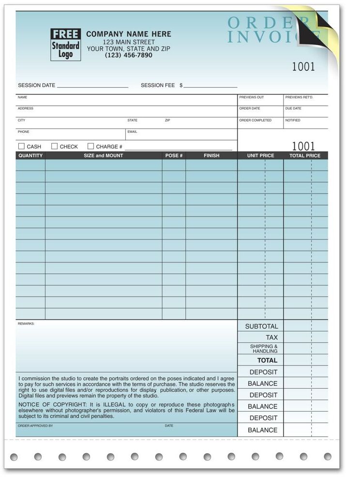 735 - Photography Service Invoices + Envelope