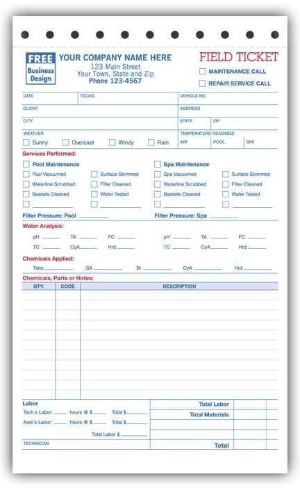 6578 - Pool / Spa Field Tickets