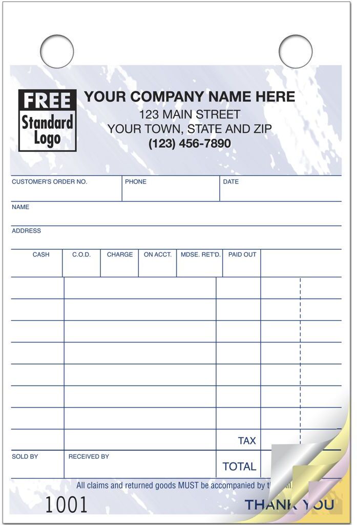 609T - Small Custom Printed Order Forms