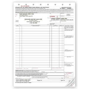 6225 - Carbonless Straight Bills of Lading  - Hazardous Materials