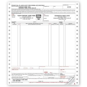 Continuous Bill Of Lading Form