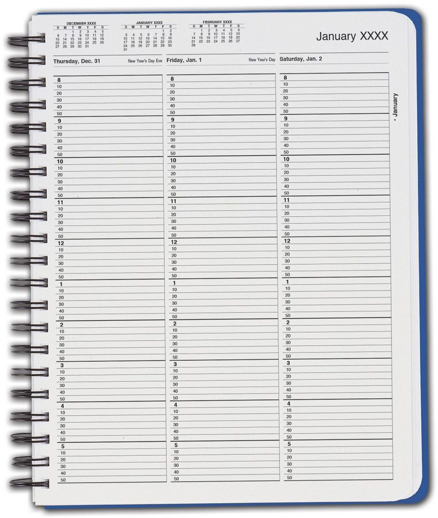 TimeScan 1 Column Wirebound Appointment Book, 8:00 am to 6:00 pm, 10 Minute Intervals