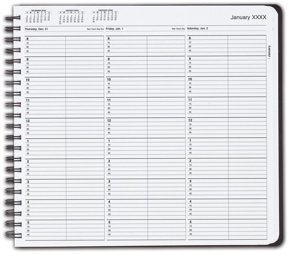 TimeScan 2 Columns Wirebound Appointment Book, 8:00 am to 6:00 pm, 15 Minute Intervals