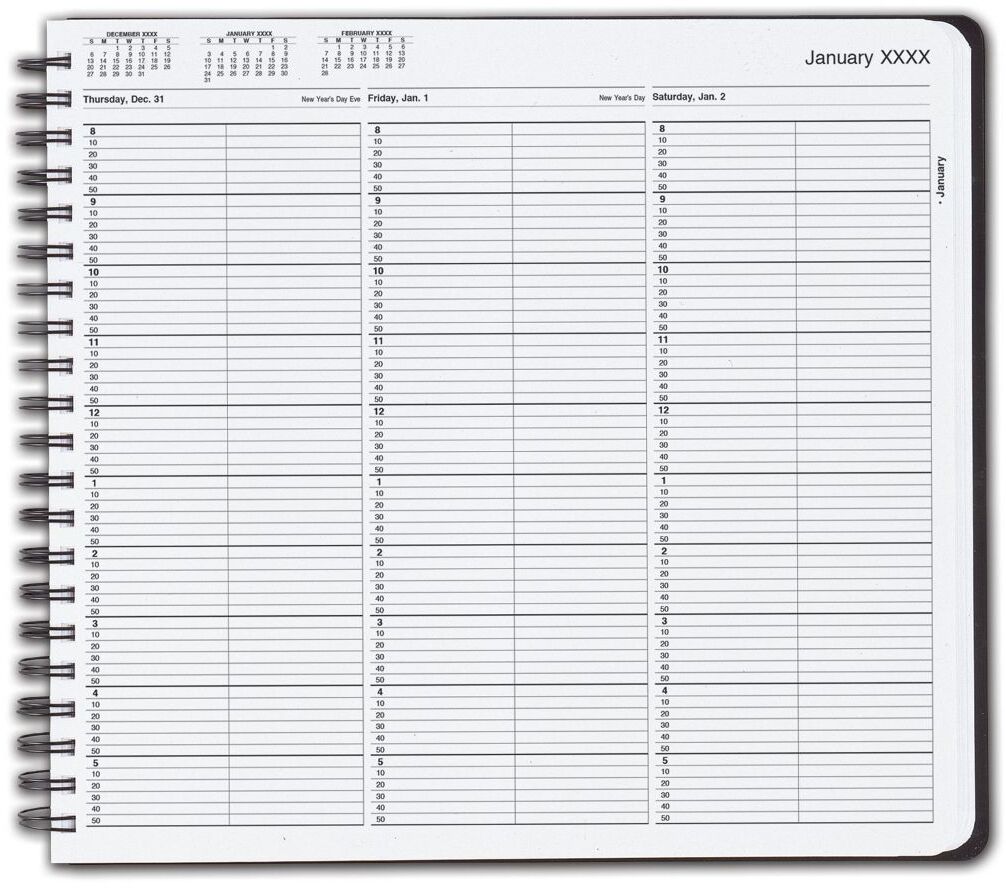 TimeScan 2 Columns Wirebound Appointment Book, 8:00 am to 7:00 pm, 15 Minute Intervals