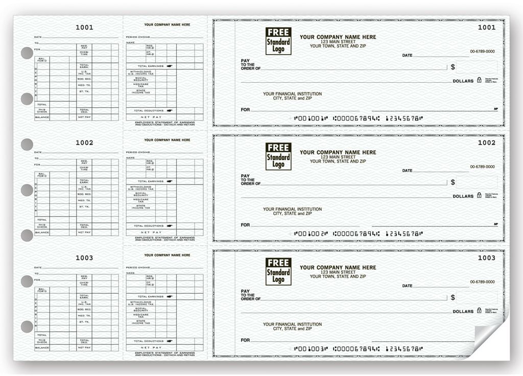 3-To-A-Page Hourly Payroll Checks