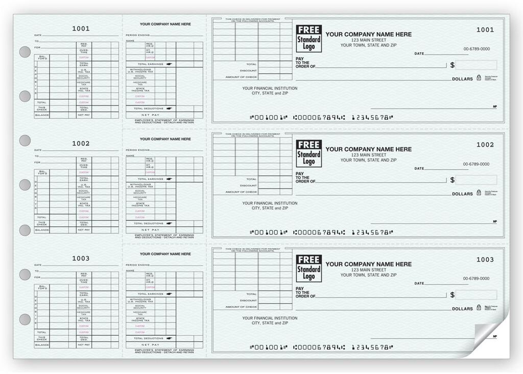 Custom 3-To-A-Page Payroll Voucher Check Printing