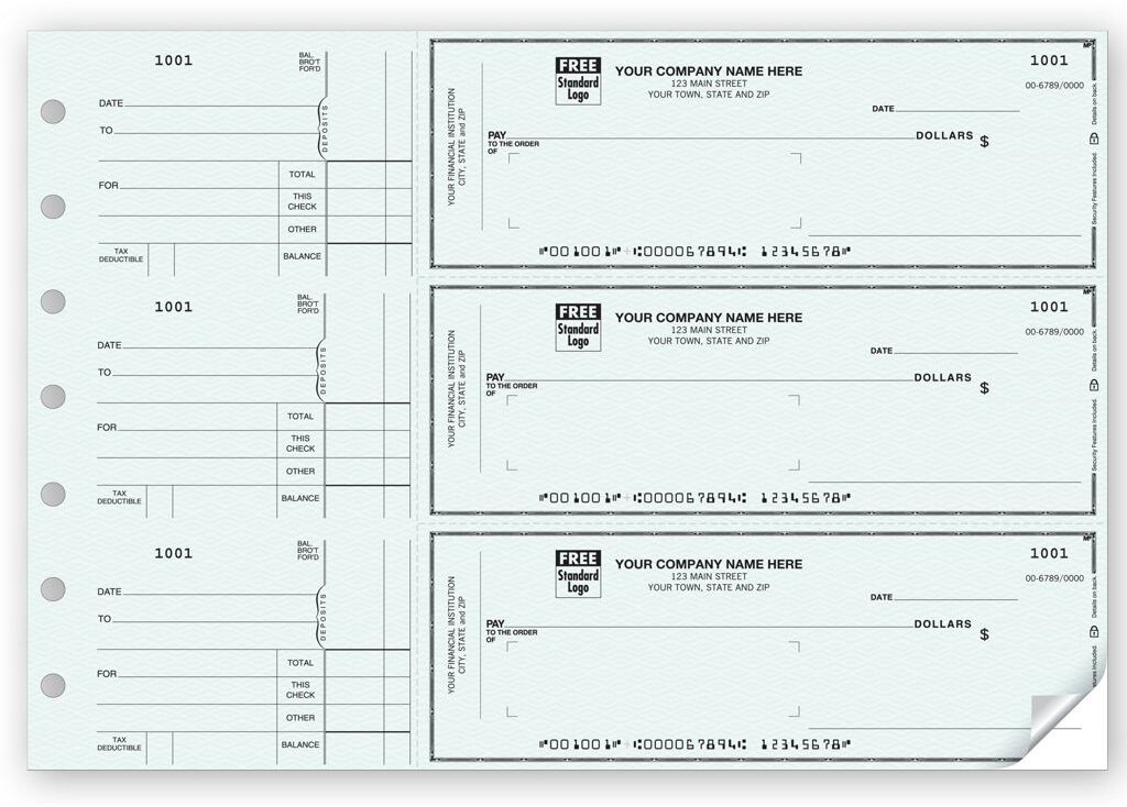 Custom 3-To-A-Page Blue Business Checks