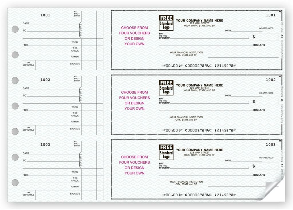 Custom 3-To-A-Page Checks with Choice of Voucher