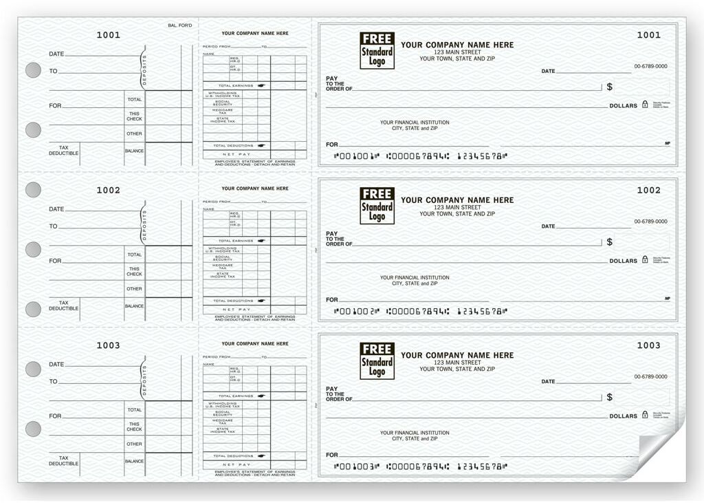 Custom 3-On-A-Page Payroll Checks