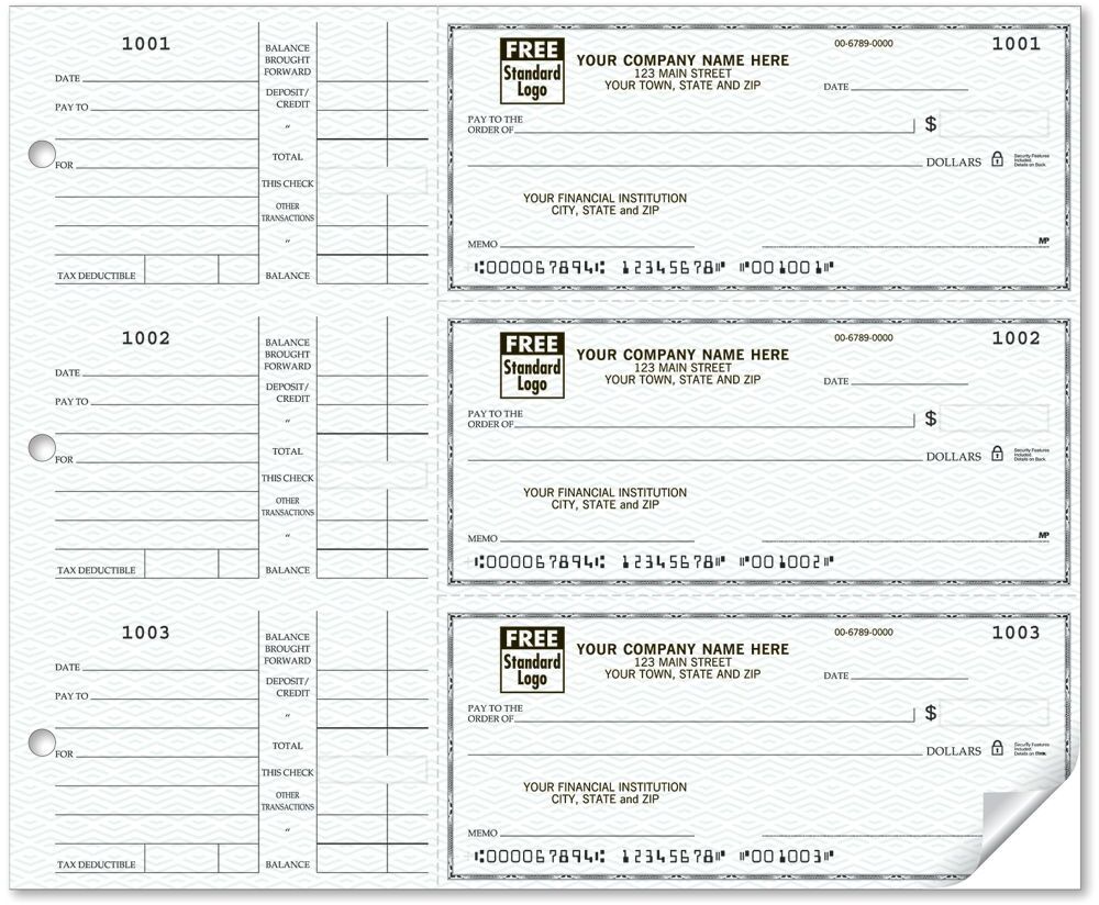 Custom 3-Per-Page Business Checks with Large Side Stub