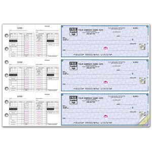 Highly Secure 3-To-A-Page Payroll Checks with Deductions Stubs