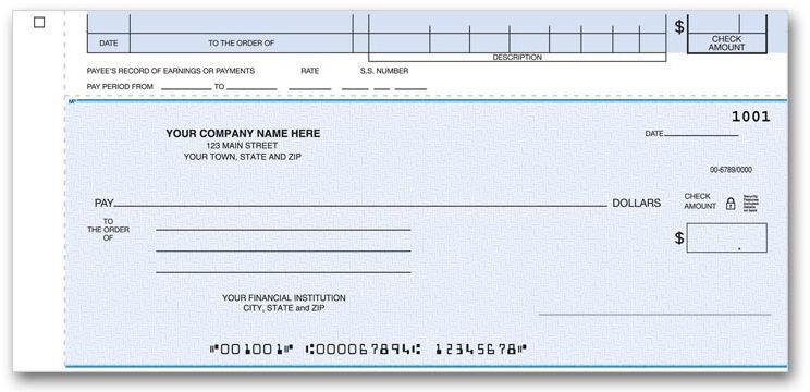 Triplicate Payroll / Cash Disbursement Checks for One-Write Systems