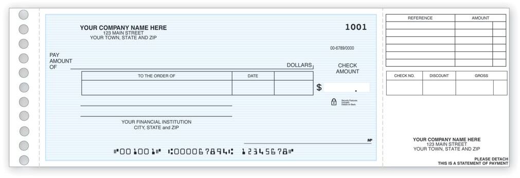 Long Stub Disbursement Checks